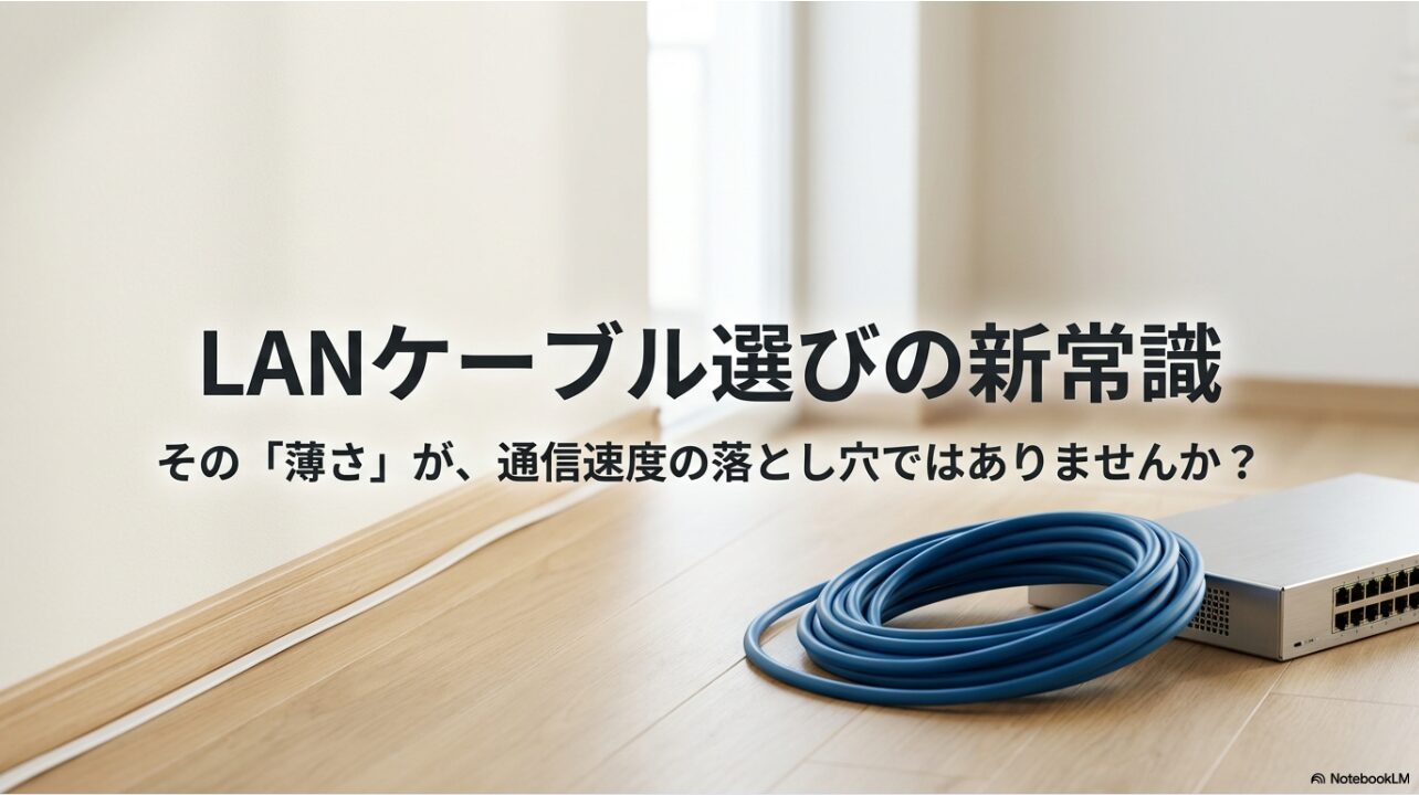 LANケーブル選びの新常識。フラット型の薄さが通信速度の落とし穴になる可能性を指摘するアイキャッチ画像